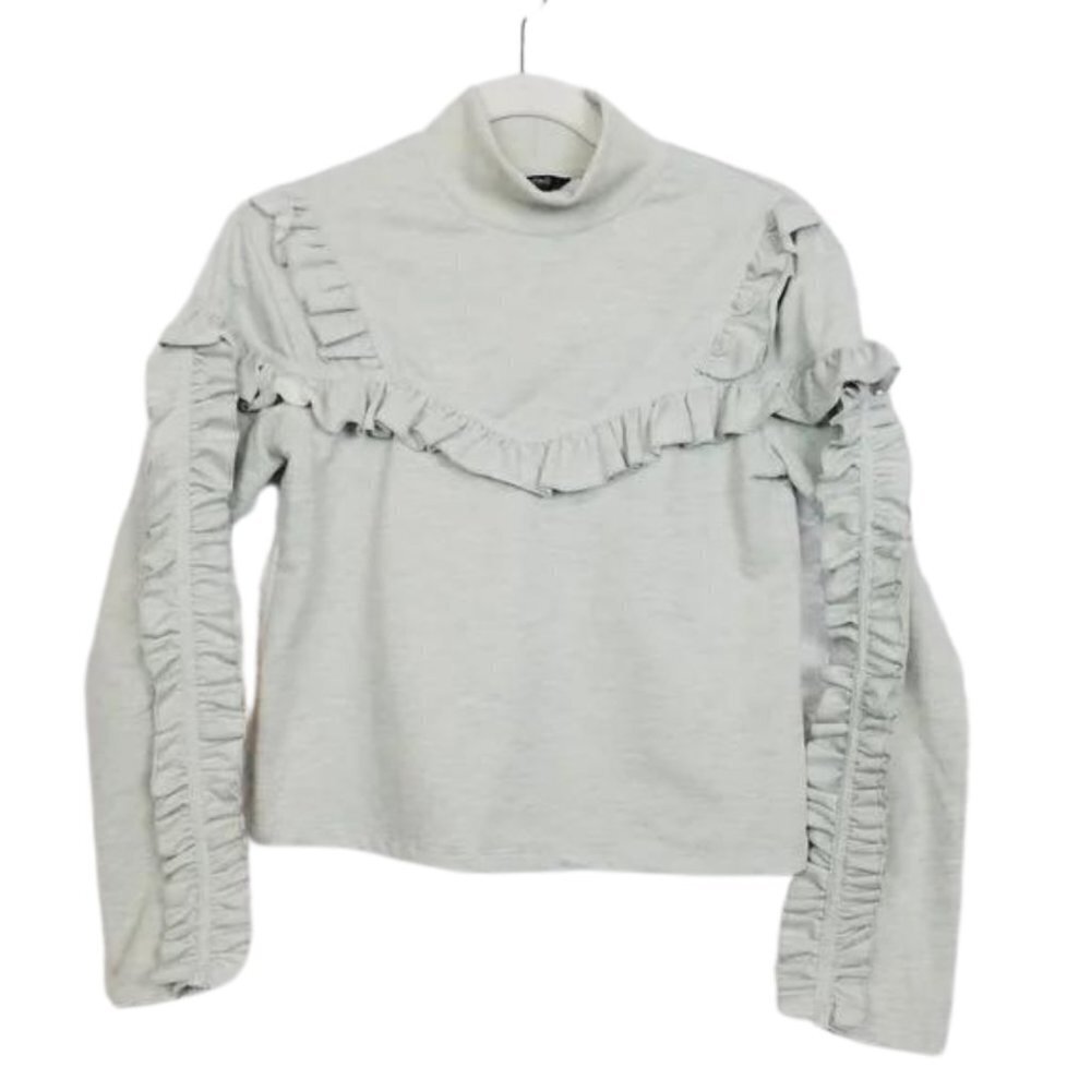 Buffalo Gray Ruffle Mock Neck Top - Picture 2 of 4